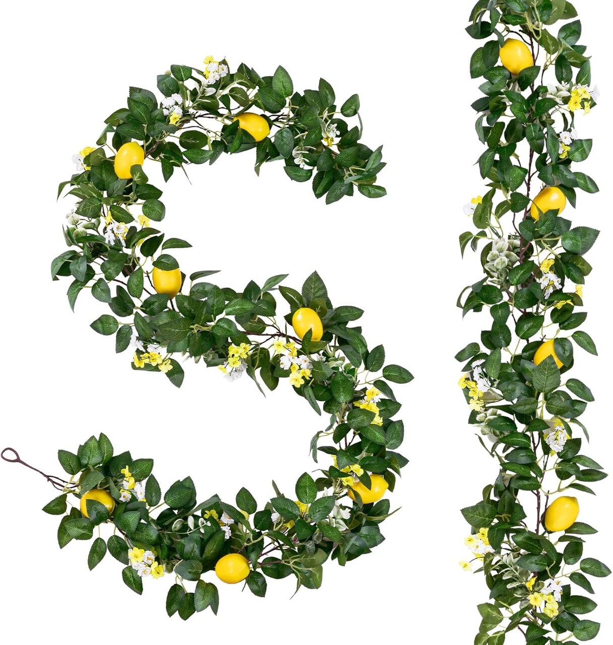 2-Pack 12FT Artificial Lemon Garland – Faux Fruit Vine with Greenery for Spring & Summer Home, Wedding, Party, Door, Wall, Mantle, and Table Decorations